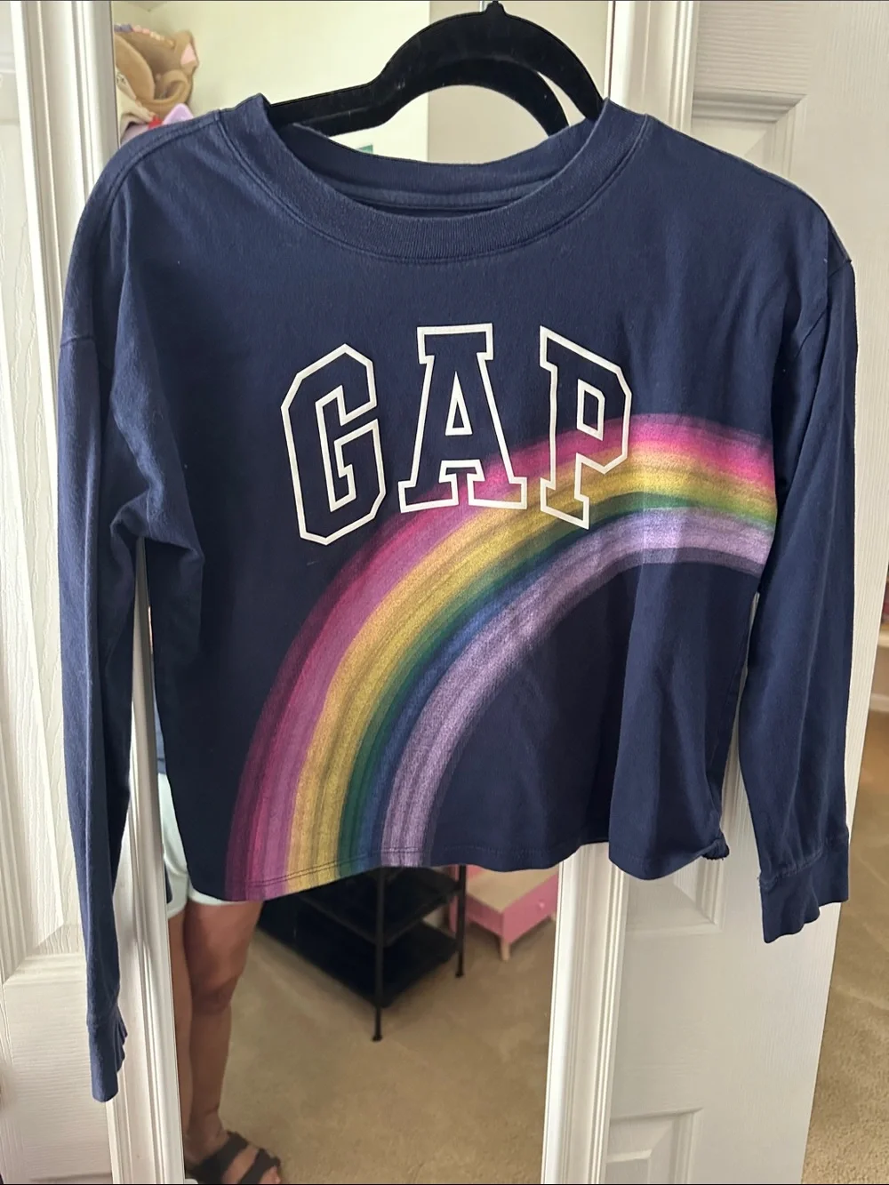 GAP Navy Long-Sleeve Tee with Rainbow Graphic